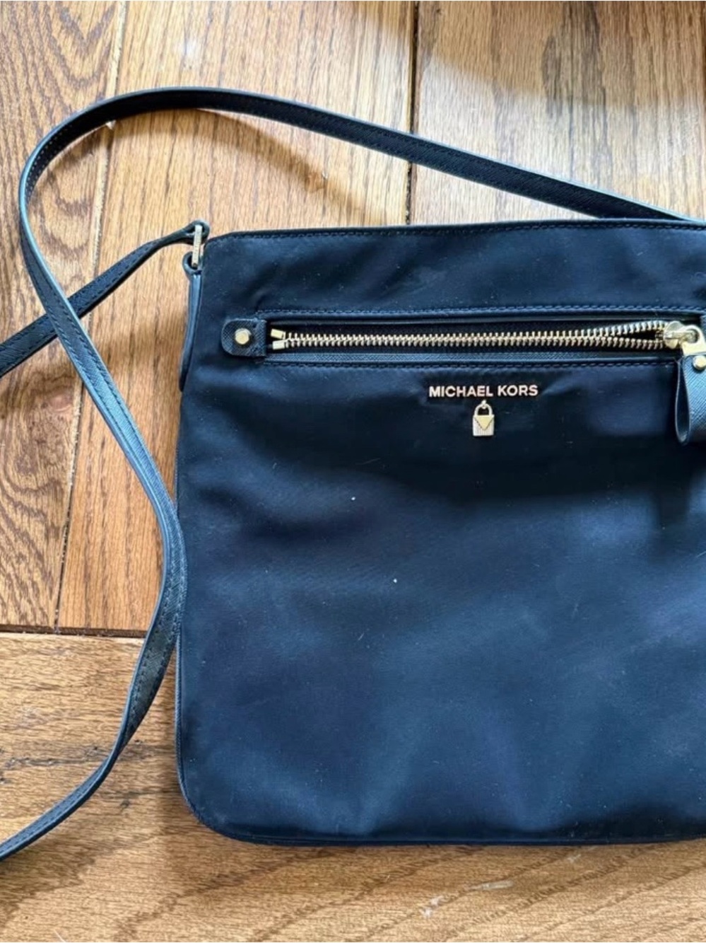 Michael Kors Black Crossbody Bag with Gold Accents